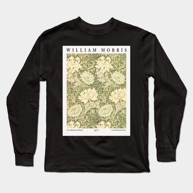 William Morris Exhibition Design, Textile Design, Chrysanthemum Pattern Long Sleeve T-Shirt by VanillaArt